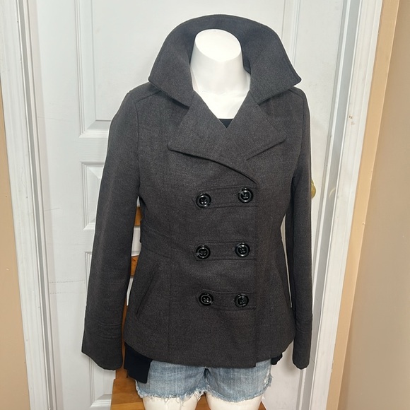 AMERICAN RAG WOMEN PEA COAT LINED DARK GRAY SIZE MEDIUM - Picture 7 of 9